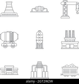 Jeu d'icônes de carburant, style de contour Illustration de Vecteur