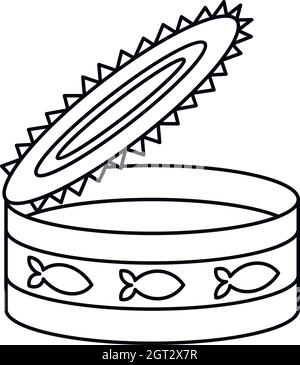 La nourriture en boîte pour chat, l'icône de style contour Illustration de Vecteur