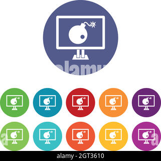 Icônes de la bombe sur le moniteur de l'ordinateur Illustration de Vecteur