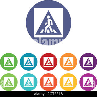 Icônes des panneaux de signalisation routière pour piétons Illustration de Vecteur