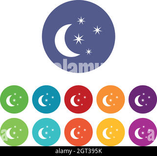 Lune et étoiles définissent des icônes Illustration de Vecteur