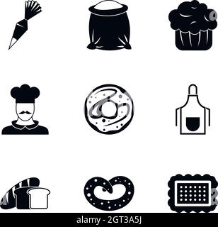 Icons set pâtisserie, le style simple Illustration de Vecteur