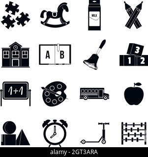 Symbole de la maternelle, le style simple icons set Illustration de Vecteur