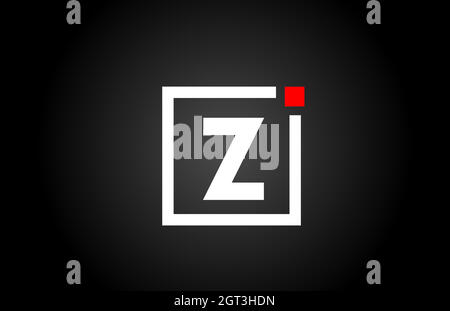 Icône du logo en forme de lettre Z de couleur noire et blanche. Conception d'entreprise et d'entreprise avec carré et point rouge. Modèle d'identité d'entreprise créatif Illustration de Vecteur