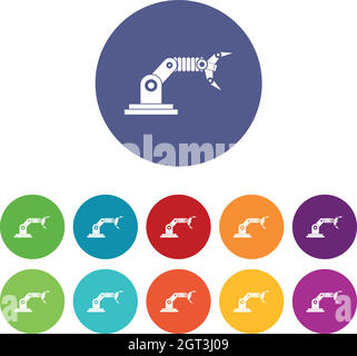 Icônes de l'ensemble de manipulateurs manuels robotisés Illustration de Vecteur