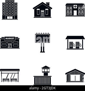 Building icons set, le style simple Illustration de Vecteur