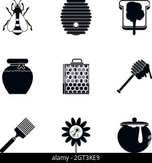 Le miel, le style simple icons set Illustration de Vecteur