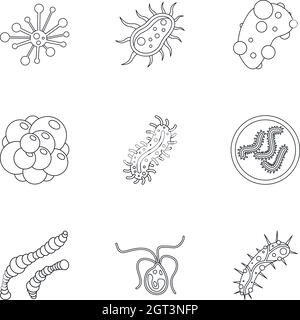 Ensemble d'icônes de maladie, style de contour Illustration de Vecteur
