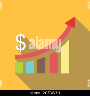 Icône de graphique d'analyse financière, style plat Illustration de Vecteur