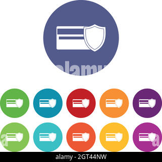 Icônes de carte de crédit et de jeu de boucliers Illustration de Vecteur