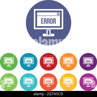 Signe d'erreur sur les icônes d'un moniteur d'ordinateur Illustration de Vecteur