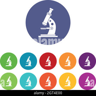 Icônes du jeu de microscopes Illustration de Vecteur