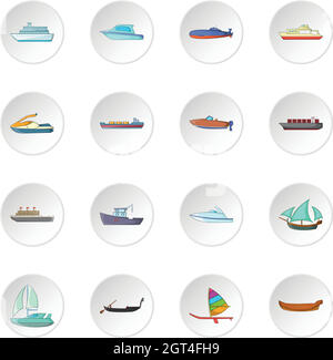 Bateau et voile icons set Illustration de Vecteur