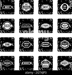 Les étiquettes d'or icons set Illustration de Vecteur