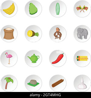 Sri Lanka travel icons set Illustration de Vecteur