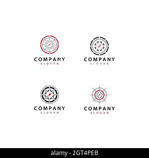 Modèle de logo de boussole conception d'icône vectorielle Banque D'Images
