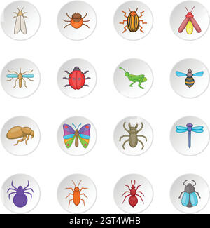 Les insectes icons set Illustration de Vecteur