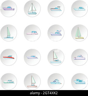 Yachts icons set Illustration de Vecteur