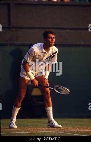 Ivan Lendl en compétition à Wimbledon en 1986 Banque D'Images