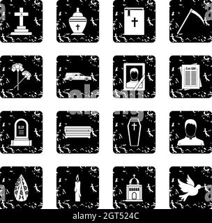 Funérailles icons set Illustration de Vecteur