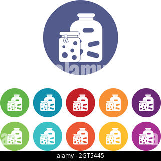 Bocaux avec légumes marinés et symboles de confiture Illustration de Vecteur
