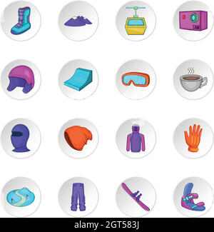 Snowboard icons set Illustration de Vecteur