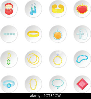 Articles de bijouterie icons set Illustration de Vecteur