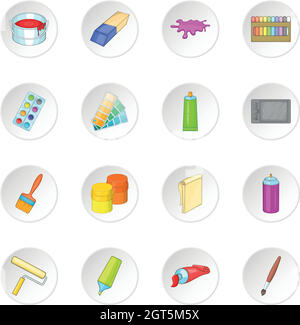 Outils de peintre icons set Illustration de Vecteur