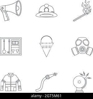 Jeu d'icônes de gravure, style de contour Illustration de Vecteur