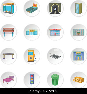 L'infrastructure de la ville icons set Illustration de Vecteur