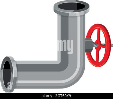 Pièce de pipeline avec icône de vanne, style dessin animé Illustration de Vecteur