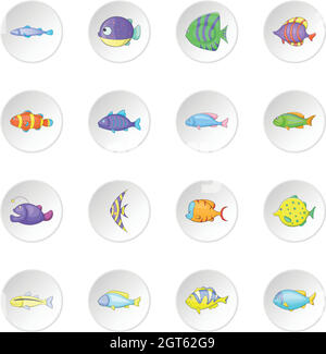 Poissons différents icons set Illustration de Vecteur