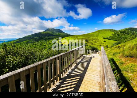 Puy de Dome mountain and Auvergne landscape, France Stock Photo