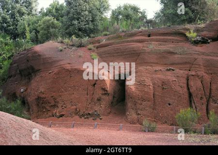 Le Croscat est un volcan qui est situé dans le nord-ouest de la municipalité de Santa Pau, dans la région de la Garroxa à Gerona, Catalogne, Espagne Banque D'Images