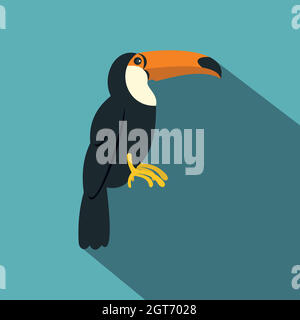 Toucan, ramphastos vitellinus Icon, plate style Illustration de Vecteur