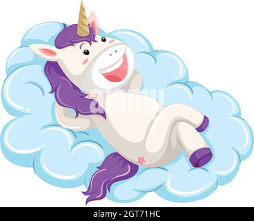 Une licorne repose sur le cloud Illustration de Vecteur