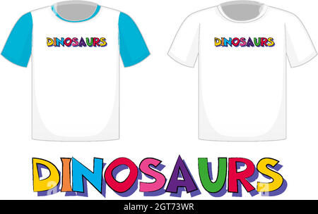 Logo dinosaures sur différentes chemises blanches isolées sur fond blanc Illustration de Vecteur