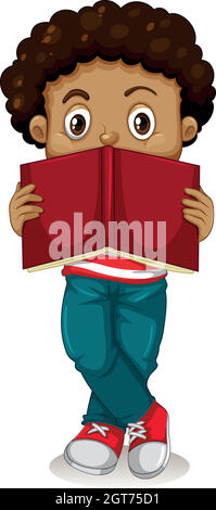 Little Boy reading book Illustration de Vecteur