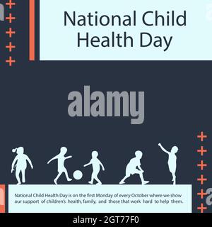 La Journée nationale de la santé de l'enfant est le premier lundi de chaque mois d'octobre. Illustration de Vecteur