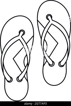 Tongs, icône de style contour Illustration de Vecteur