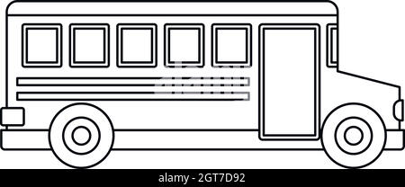 Bus de l'école, l'icône de style contour Illustration de Vecteur