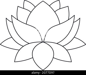 Fleur de Lotus style du contour, icône Illustration de Vecteur