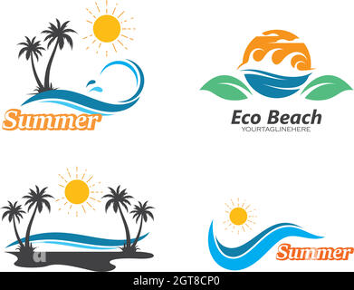 illustration vectorielle de l'icône du logo d'été palm tree Illustration de Vecteur