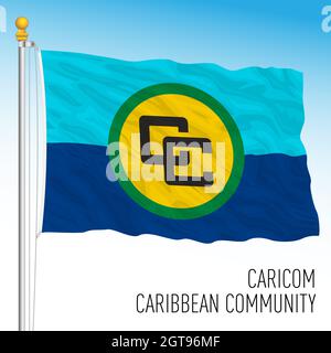 CARICOM, drapeau de la Communauté des Caraïbes, organisation américaine, illustration vectorielle Illustration de Vecteur