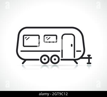design isolé icon de la caravane de remorque à lignes fines Illustration de Vecteur
