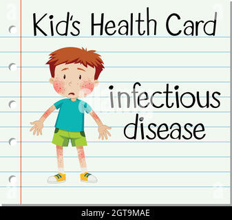 Carte de santé avec un garçon ayant une maladie infectieuse Illustration de Vecteur