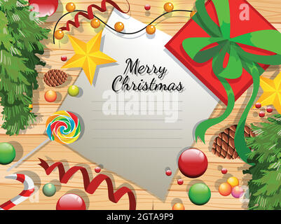 Carte de noël joyeuse avec beaucoup d'ornements Illustration de Vecteur