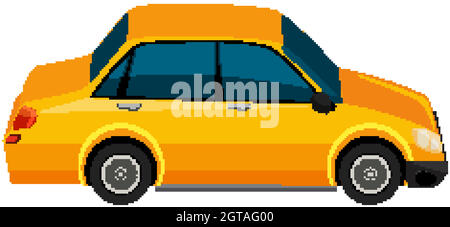 Une voiture jaune sur fond blanc Illustration de Vecteur