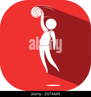 Emblème sport pour le volley-ball sur badge rouge Illustration de Vecteur