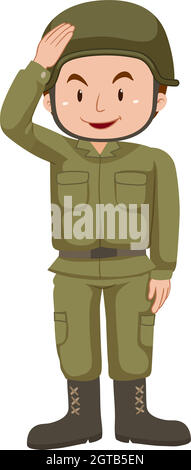 Soldat en uniforme vert Illustration de Vecteur